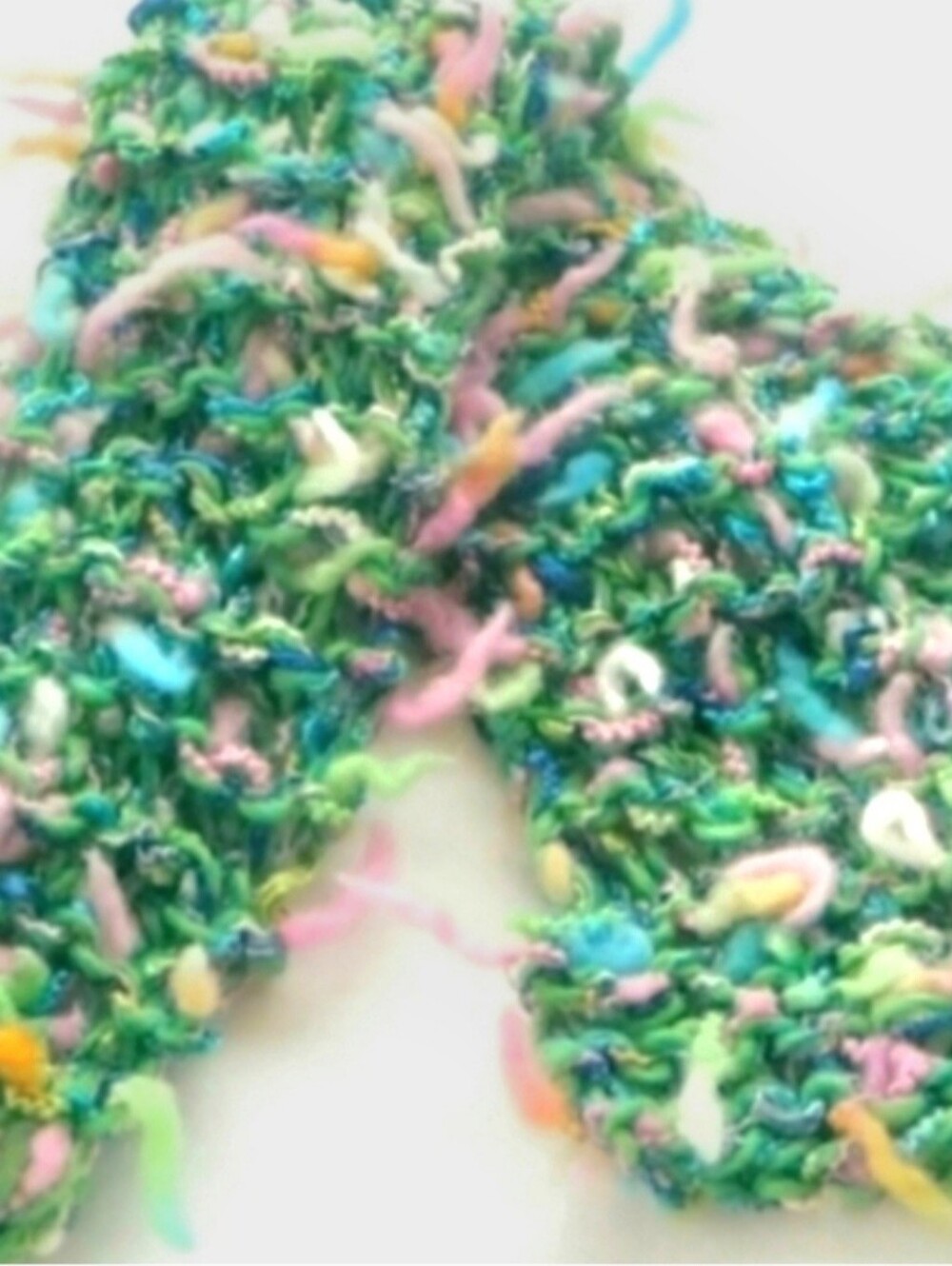 Scarf Multi Colors St Patricks Easter Pastels Wool Cotton OOAK Unisex Hand Made